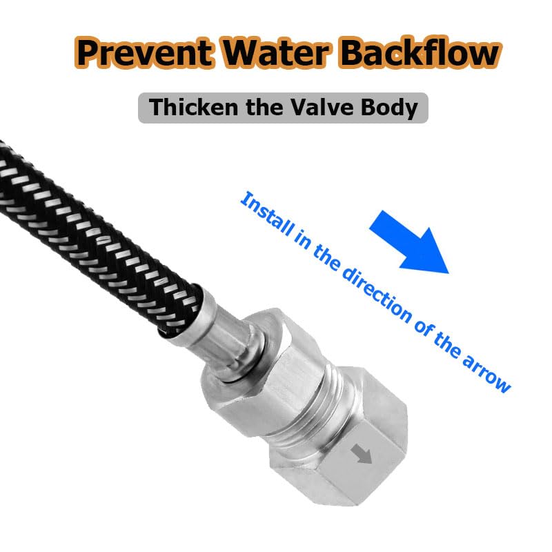 Hooshing Stainless Steel Check Valve 1/2" Male to 1/2" Female Thread Non Return One Way - size: 1/2" Male to 1/2" Female