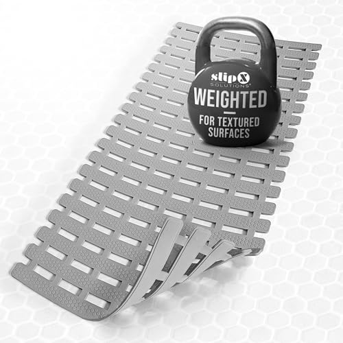 SlipX Solutions Weighted Non Slip Bath Mat for Textured Tub & Shower Surfaces, Patent Pending, Anti Slip Bathtub Safety Without Suction Cups, Doesn’t Float, Works on Tile & Stone 31” x 15”, Gray - color: Gray