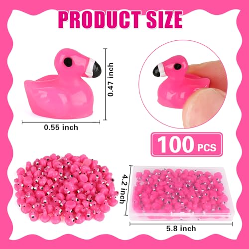 TOUCH TOP 100pcs Mini Flamingo Resin Ducks, Pink Figurine Tiny Animals Set Toy Bulk for Garden Lawn Decor DIY Craft Dollhouse Micro Landscape Fairy Party Gifts - style: Mini Flamingo