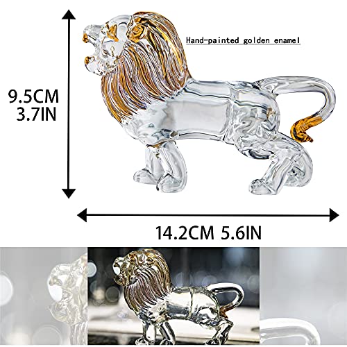YU FENG 5.5inch Crystal Lion Figurine Collectible,Blown Painted Glass Art Wildlife Animal Sculpture Ornament Handmade Crystal Paperweight Decor Gifts,Clear - style: Lion