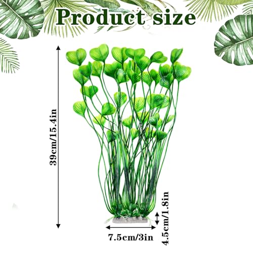 1 Pack Tall Aquarium Plants Plastic Realistic 15.35 Inches Aquarium Plants with Weighted Base Artificial Green Fish Tank Decor for Fish Tanks Aquascaping