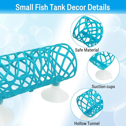 Hamiledyi Betta Fish Hideout Cave with Betta Hammock Bed Hollow Tunnel Betta Fish Tank Accessories Aquarium Decorations for Crayfish Shrimps Betta and Other Small Fish (Blue) - color: Lake Blue