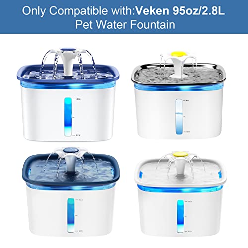 （16 Pieces） 8 Pack Replacement Filters & 8 Pack Replacement Pre-Filter Sponges for Veken 95oz/2.8L Bellflower Pet Fountain Cat Water Fountain Dog Water Dispenser