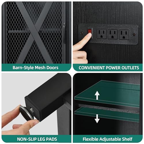 YITAHOME Heavy Duty 55-75 Gallon Aquarium Stand with Power Outlets, Cabinet for Accessories Storage - Metal Fish Tank Stand Suitable for Fish, Turtle Tank, 880LBS Capacity, Black - color: Black, size: 55-75 Gallon