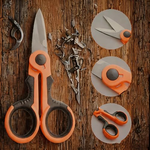 Phantom 5.71-Inch Stainless Steel Fishing Line Scissors with Non-Slip Grip and Protective Casing for Braided Line