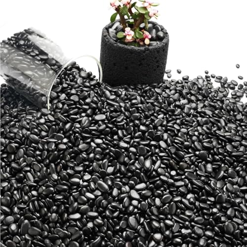 NUPICK 6lb River Rocks for Plants Indoor, 1/5 Inch Black Pebbles for Vases Fillers, Decorative Pea Gravel for Fish Tank, Natural Polished Stones for Succulent, Bonsai, Landscaping, Bird Baths - color: BLACK, size: 6Lb(1/5")
