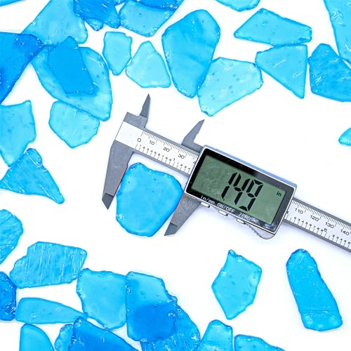 Large Caribbean Blue Sea Glass Pieces for Crafts, 31 oz Non-Dyed Frosted Glass, 1.2–2 in Beach Glass Look for Christmas Tree DIY, Wreath Decor, Vase Filler, Centerpieces & Coastal Decor - color: Caribbean Blue