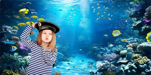 Under The Sea Backdrop 20x10ft Ocean Backdrop Underwater World Colorful Tropical Fish Coral Aquarium Deep Sea Sunlight Photography Background Birthday Under The Sea Party Decorations Photo Props - color: Blue2, size: 20x10ft