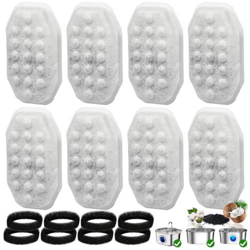 16 Pack Cat Water Fountain Filter Replacement & Pre-Filter Sponges for 3.2L/108oz Automatic Pet Fountain Dog Water Fountain