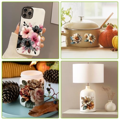 arricraft 10 Sheets Leopard Print Flowers UV DTF Cup Wrap for 16OZ Glass, Rose Sunflower Rub on Decals PVC Transfer Stickers for DIY Cups Wood Funiture 24x11cm/9.4x4.3inch - style: Leopard Print Flowers Theme