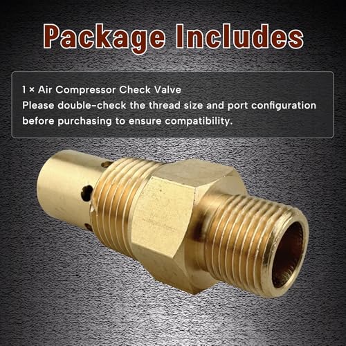 Air Compressor Check Valve Fit for Campbell Hausfeld 1/2" Male NPT Tank x 3/8" Compression Tube x 1/8" NPT Unloader Port Brass One-Way Flow Control Valver Replace One-way