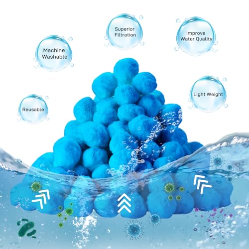 Redcoutt 3.1 Lbs Pool Filter Balls for Sand Filter, Reusable Eco-Friendly Filter Media for Sand Filter Pump, Replaces 100lbs Pool Filter Sand, Long-Lasting for Several Seasons - color: Blue