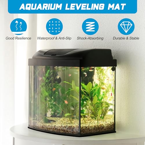 30 x 15 x 0.2 Inches Aquarium Leveling Mat Set, Liveek Waterproof Fish Tank Pad with Scissors & Measuring Tape, Black Easy to Cut Neoprene Mat for Under Tank