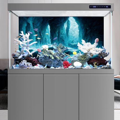 AWERT 60x24 inches Rock Cave Aquarium Background Rock Pillar Terrarium Background Cave Fish Tank Background - size: 60x24in/150x60cm