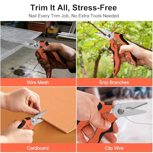 7" Curved Gravity Shears, SUS420J2 Micro-Serrated Floral Scissors, Heavy-Duty Flower Shears with Safety Lock, Ambidextrous Grip for Gardening, Crafting, Herb & Fresh Flower Cutting(Curved)