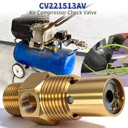 CV221513AV Air Compressor Check Valve Compatible with Campbell Hausfeld 1/2-inch NPT Male Threaded Air Tank x 3/8-inch Compressed Air Hose 1/8-inch NPT Unloader Replace One-way