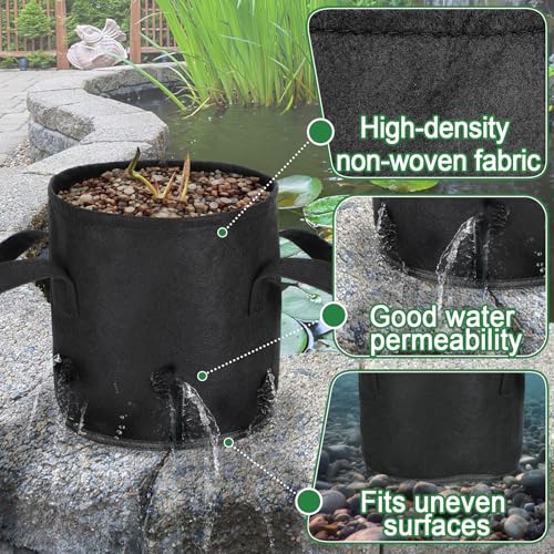 Aulock 8-Pack Lily Grow Bags for Pond - Durable Nonwoven Fabric Plant Pots with Handles, Aquatic Pond Planter for Aquatic Plants Water Lily, Black, (8''x 8''- 1.8 Gallons) - size: 8''x8''- 1.8 Gal