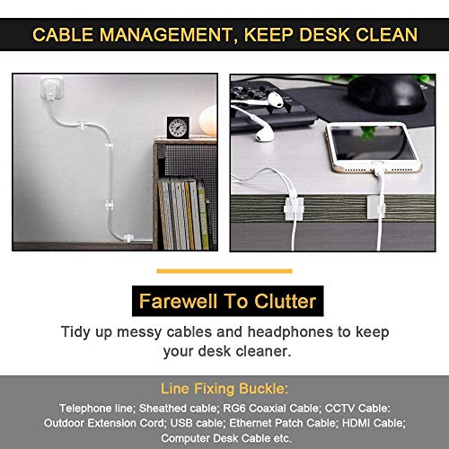 Cable Clips Self with 3M Adhesive Cord Organizer, Wire Holder Clamp Management Sticky for Desk Car Dash Cam Tables Wall, White 30pcs - color: White, size: 30 Pieces