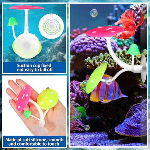 Boao 4 Pieces Betta Fish Tank Accessories Betta Leaf Hammock Pad Simulating The Natural Habitat for Tank Aquarium Spawning Grounds Breeding Resting Bed(Mushroom) - style: Mushroom