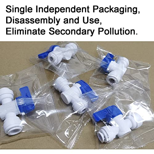 Food-Grade Quick Connector Push-In Tube Fitting,5/16" O.D. Equal Tube Shut off Ball Valve for Reverse Osmosis Water Filter Purifier (Pack of 5) - size: 5/16" o.d. tube x 5/16" o.d. tube