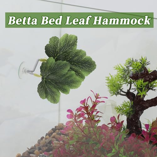 Betta Hammock, Betta Fish Resting & Spawning Spot, Plastic, Green, 10x8.5cm (3.94x3.35 inches), 1 Count, Aquarium Decor - color: Green