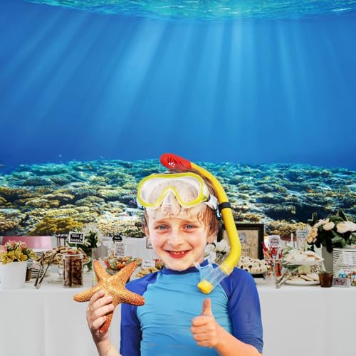 Renaiss 7x5ft Blue Underwater World Backdrop Deep Undersea Sunlight Under The Sea Water Sun Ray Ocean Aquarium Photography Background for Baby Shower Birthday Party Decor Photo Studio Props - color: WSNWH17698, size: 7x5ft