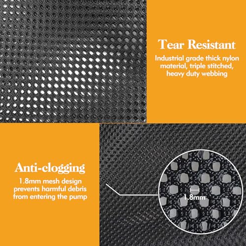 Yonghan Pond Pump Filter Bag, Large Pond Pump Bag with Drawstring, Nylon Pond Pump Mesh Bag Filter, Black Media Bag Large Pump for Swimming Pool Outdoor Water Pond Filter (13.8" x 15.7")