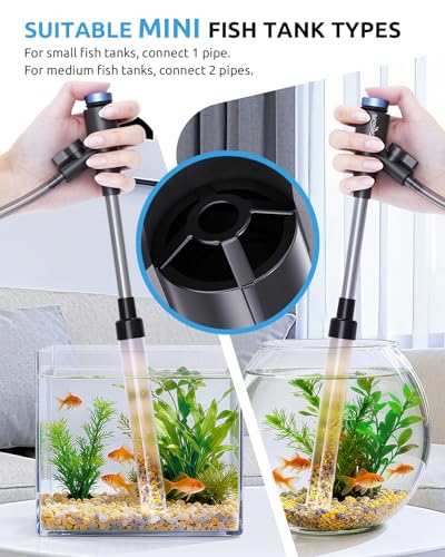 Gravel Vacuum for Aquarium, Fish Tank Cleaner Kit, Mini Manual Fishtank Vacuum Cleaner, Small Aquariums Water Changer, Adjustable Siphon Pump Use for Fish Turtle Tanks Cleaning Manure Wash Sand