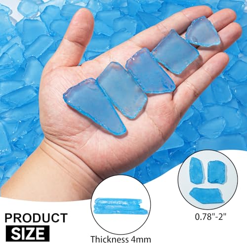 Keedolla Tumbled Sea Glass for Crafts - 10 OZ Sky Blue Seaglass Pieces Flat Frosted for DIY Art Crafts, Vase Filler, Beach Weddings, Aquarium and Home Decor - color: Sky Blue, size: 10 OZ / 0.63 LB