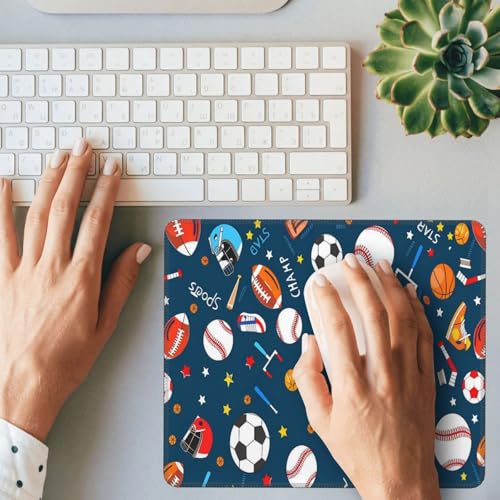 Basketball Soccer Baseball Fashion Mouse Pad,Pad Mousepads with Non-Slip Rubber Base for Laptop Desktop Computer, 7.9 X 9.5 in - color: Basketball Soccer Baseball, size: 7.9L x 9.5W inches