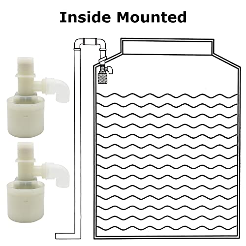 Water Float Valve, Water Level Control Water Tank Traditional Float Valve Upgrade 2 PCS (1/2", up inlet) - color: up inlet, size: 1/2" to 1/2"