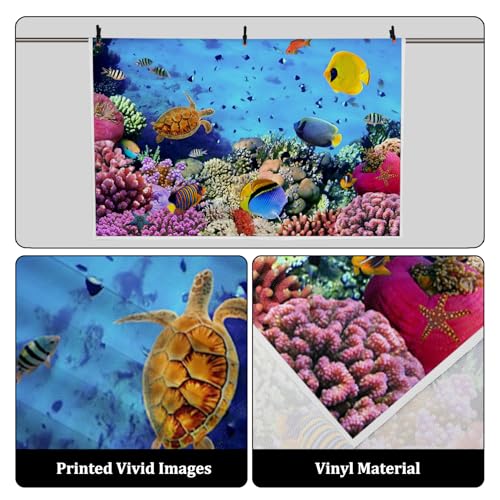 AOFOTO 6x4ft Underwater Ocean Coral Reef Backdrop Under The Sea Tropical Fish Sea Turtle Marine Life Photography Background Seabed World Nature Scene Aquarium Decor Kids Portrait Photo Shoot Props - size: 6x4ft