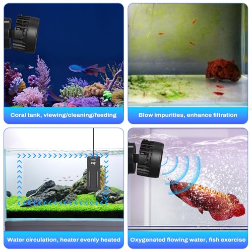 hygger DC Powerful Wave Maker For Aquarium, Quiet Aquarium Circulation Water Pump Adjustable Flow Freq, 4 Waves/Night/Feed Modes, Magnetic Holder Display Controller - size: 18W for 55~70Gallons