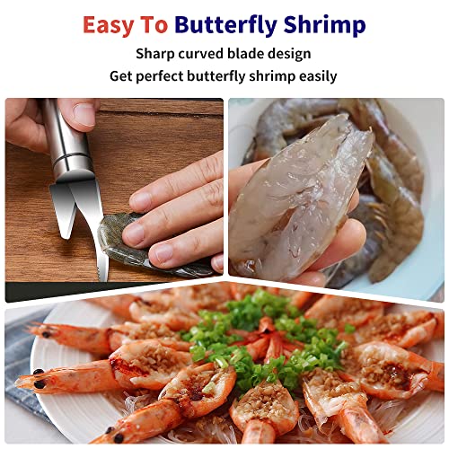 2PC Shrimp Deveiner Tool Stainless Steel Shrimp Deveining Tool Efficient Shrimp Peeler and Deveiner Tool Portable Shrimp Cleaner Shrimp Knife for Easy Shrimp Deveining Shrimp Cleaning Tool