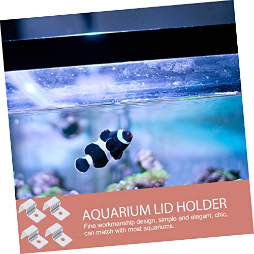 4pcs Stainless Steel Aquarium Lid Holders Sturdy Glass Cover Brackets for Fish Tanks for Open Aquariums Turtle Tanks and Practical Support Clips for