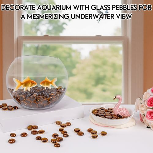 1LB Glass Marbles, Transparent and Smooth Flat Glass Beads for Vases, Mosaic Gem Pebbles for Aquarium Decor, Floral Arrangements, Mancala Stones, Vase Filler and Crafts, Brown - color: Brown