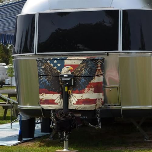 American Flag Eagle Wings RV Propane Tank Cover Polyester Travel Trailer/Camper Tank Cover Standard Tank Cover Tank Soft Cover with Zip Close Easy to Install - color: American Flag Eagle Wings, size: Small-Double 20LB