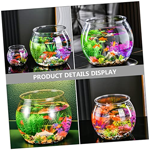 Transparent Plastic Fish Bowl Tank Small Aquarium for Betta Fish Goldfish Portable Round Design Easy Maintenance Fall Resistant for Home Office Turtle Care - size: 16.5x16.5cm