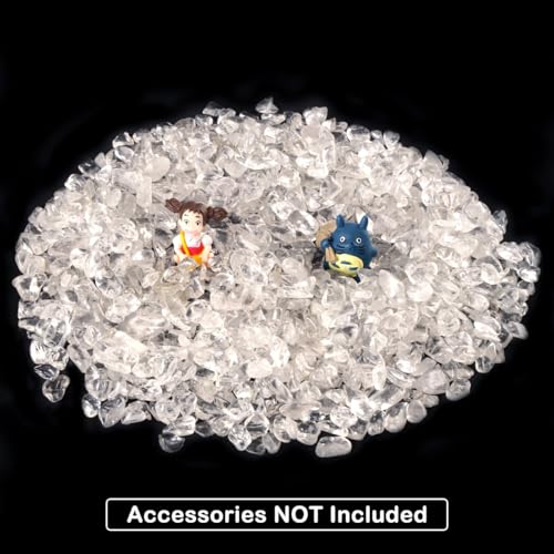 WAYBER 2 Lbs/920g Natural White Clear Quartz Crystal Stones Irregular Aquarium Pebble Decorative Rocks Gravels Sands for Turtle Tank//Terrarium/Flowerpot/Vase Decoration (Fill 2 Cups) - color: Clear, size: 2 Pounds
