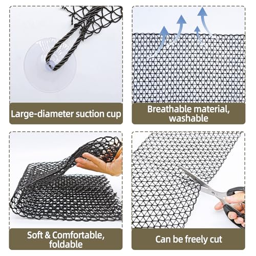 Hamiledyi Bearded Dragon Hammock 35 x 8 Inch Lizard Climbing Net Collapsible Reptile Climbing Mesh Bridge Tank Accessories for Gecko Snake Hermit Crab Chameleon (1 Pcs) - color: Black