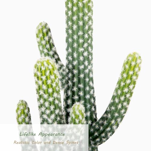 2 Pcs Artificial Cactus Plant Outdoor with Black Pot, 23 Inch Realistic Fake Cactus Indoor Decoration, Faux Desert Cacti for Home Office Garden Store Decor. - size: 23 Inch-2Pcs
