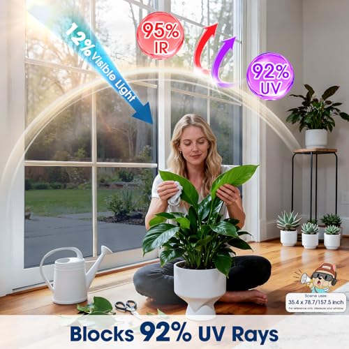 Coavas One Way Privacy Window Film, Heat Control Window Tint for Home, Sun Blocking Reflective Window Film See Out Not in, Anti UV Static Cling for Windows Office Door (Black, 29.5 Inch X 6.5 Feet) - color: Black-silver, size: 29.5 x 78.7 Inch