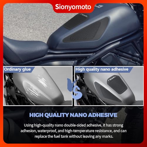 Fuel Gas Tank Pad Protector Stickers Decal Set Compatible with Rebel CMX250/CMX300/CMX500/CMX1100 2019 2020 2021 2022 2023- Anti-Slip Protective Kit, Black | 3-Piece