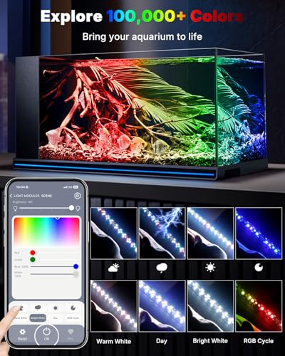 Pawfly Aquarium Light with Bluetooth for Plants, 5W 8 inch Full Spectrum Fish Tank Light for 8-15 inch Fish Tanks, Submersible LED Lights with App Control, Timer Modes & Adjustable Brightness - color: Pro, size: 8 Inch for 8 to 15 Inch Tank