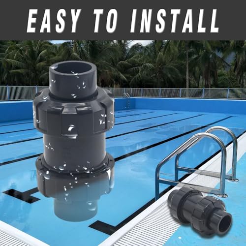 PVC True Union Check Valve, 3/4 Inch Slip Swing Full Port Utility, Sch80 Socket Backflow Prevention for Pool, Plumbing & Utility (Slip Connection)
