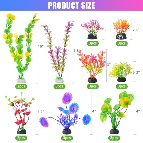 AQUANEAT Artificial Aquarium Plants, Fish Tank Plastic Decorations, Multiple Colors Small Accessories, 25pcs