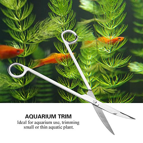 Stainless Steel Aquarium Plant Scissors, Wireless Trim Tool for Fish Tank, Precision Curved Scissors with Ergonomic Grip for Trimming Foreground Aquatic Plants (Bend Shear)