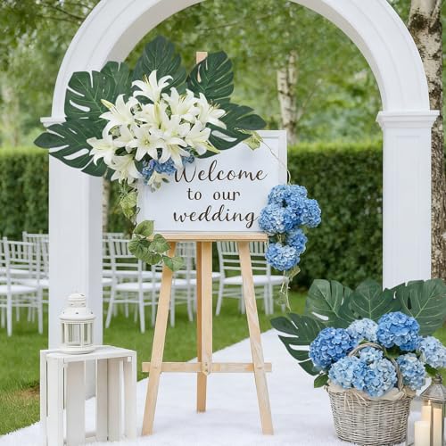 48 Pcs Artificial Monstera Leaves, 16" Faux Tropical Monstera Stems, Lifelike Fake Greenery for Wedding Decor, Jungle Party, Home Staging, Vase Fillers, No Maintenance
