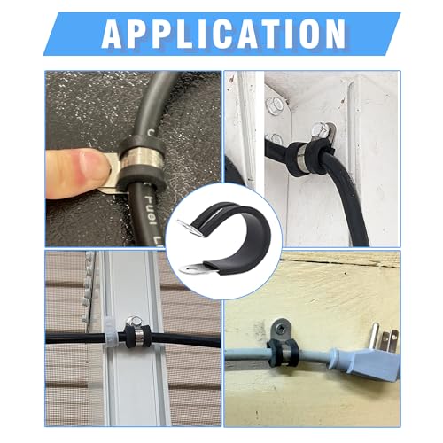 36PCS 1/2" Cable Clamps | Enhanced Riveted Reinforcement, 304 Stainless Steel, Rubber Cushioned Insulation, For Loop, Pipe and Metal Wire - size: cable clamp-1/2"(13mm) 36pcs