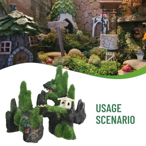 Resin Aquarium Decoration Moss Tree House Cave for Small Fish, Natural-Looking Aquascape Ornament with Vivid Green Color and Realistic Texture, Easy to Clean - color: B